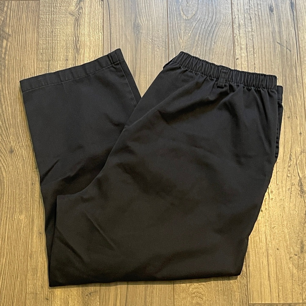 Lands End Womens Black High Rise Straight Leg Pants Size 18 Elastic Waist